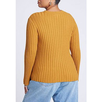 ELOQUII Women's Plus Size Bust Stitch Sweater