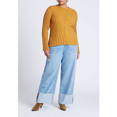 ELOQUII Women's Plus Size Bust Stitch Sweater