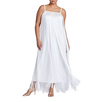 ELOQUII Women's Plus Size Fringe Maxi Dress