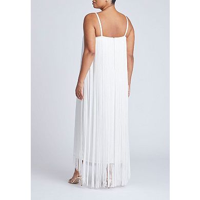 ELOQUII Women's Plus Size Fringe Maxi Dress