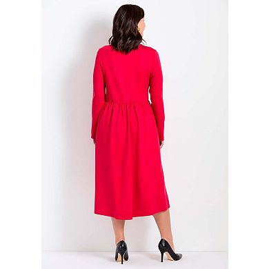 Avenue Women's Plus Size Fit And Flare Midi Dress