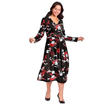 Avenue Women's Plus Size Fit And Flare Midi Dress