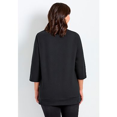 Avenue Women's Plus Size Lace Crewneck Tee