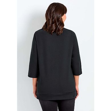 Avenue Women's Plus Size Lace Crewneck Tee
