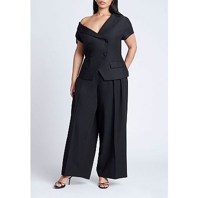 ELOQUII Women's Plus Size Asym Neckline Short Sleeve Blazer