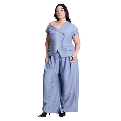 ELOQUII Women's Plus Size Asym Neckline Short Sleeve Blazer
