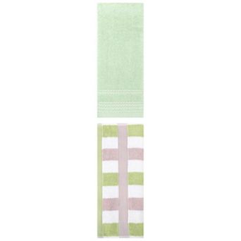 2 pc Striped Hand Towel Set, Comfort and Quick Drying Towels for Bathroom, Gym, Camp 14"x30"&13"x29"