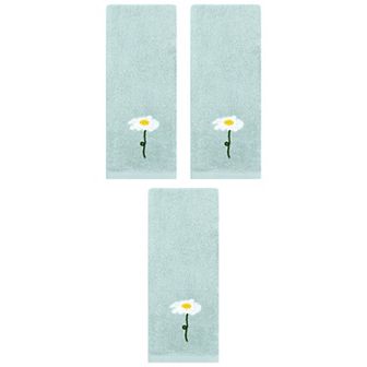 3 pc Floral Pattern Cotton Hand Towel Flower Embroidered Soft Absorbent Decorative Towel Set 13"x30"