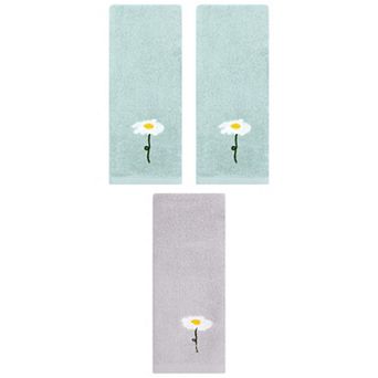 3 pc Floral Pattern Cotton Hand Towel Flower Embroidered Soft Absorbent Decorative Towel Set 13"x30"