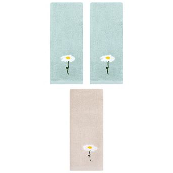 3 pc Floral Pattern Cotton Hand Towel Flower Embroidered Soft Absorbent Decorative Towel Set 13"x30"