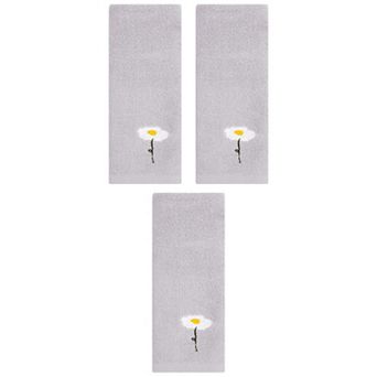 3 pc Floral Pattern Cotton Hand Towel Flower Embroidered Soft Absorbent Decorative Towel Set 13"x30"