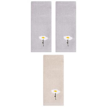 3 pc Floral Pattern Cotton Hand Towel Flower Embroidered Soft Absorbent Decorative Towel Set 13"x30"