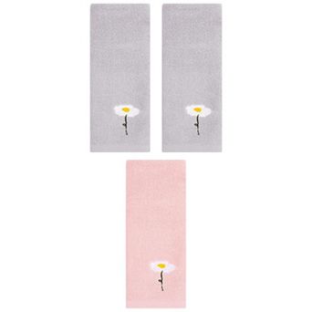 3 pc Floral Pattern Cotton Hand Towel Flower Embroidered Soft Absorbent Decorative Towel Set 13"x30"