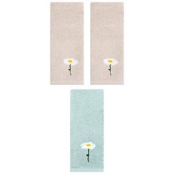 3 pc Floral Pattern Cotton Hand Towel Flower Embroidered Soft Absorbent Decorative Towel Set 13"x30"