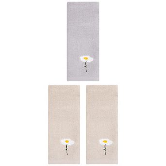 3 pc Floral Pattern Cotton Hand Towel Flower Embroidered Soft Absorbent Decorative Towel Set 13"x30"
