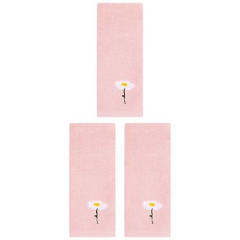 3 pc Floral Pattern Cotton Hand Towel Flower Embroidered Soft Absorbent Decorative Towel Set 13"x30"