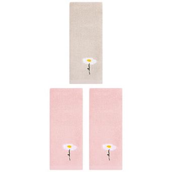 3 pc Floral Pattern Cotton Hand Towel Flower Embroidered Soft Absorbent Decorative Towel Set 13"x30"