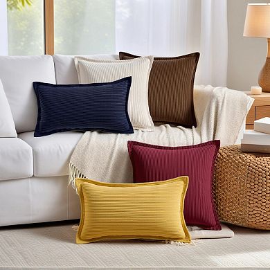 Striped Corduroy Decorative Throw Pillow Covers Pack of 2 Soft Cushion Pillow Cases for Couch Bed
