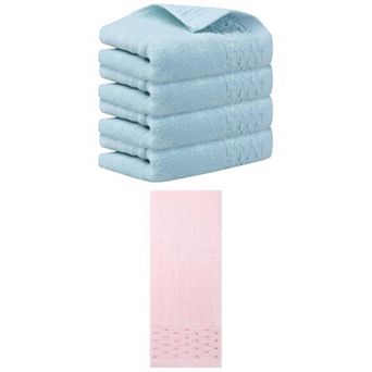 5 pc Embroidery Pattern Hand Towels Set, Cotton Comfortable Hand Towels for Bathroom, 14"x30"