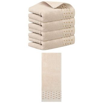 5 pc Embroidery Pattern Hand Towels Set, Cotton Comfortable Hand Towels for Bathroom, 14"x30"