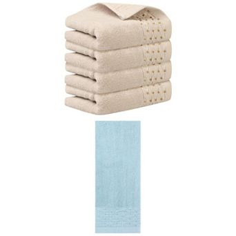5 pc Embroidery Pattern Hand Towels Set, Cotton Comfortable Hand Towels for Bathroom, 14"x30"