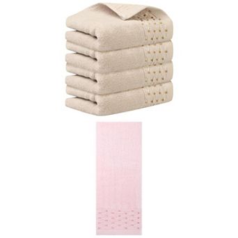 5 pc Embroidery Pattern Hand Towels Set, Cotton Comfortable Hand Towels for Bathroom, 14"x30"