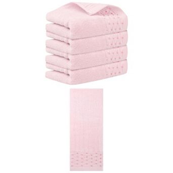 5 pc Embroidery Pattern Hand Towels Set, Cotton Comfortable Hand Towels for Bathroom, 14"x30"