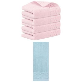 5 pc Embroidery Pattern Hand Towels Set, Cotton Comfortable Hand Towels for Bathroom, 14"x30"
