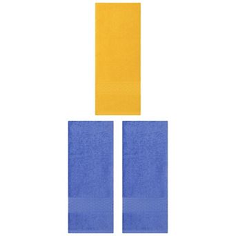 3 pc Solid Textured Pattern Hand Towels Cotton Absorbent Soft Decorative Hand Towel Set 13"x30"