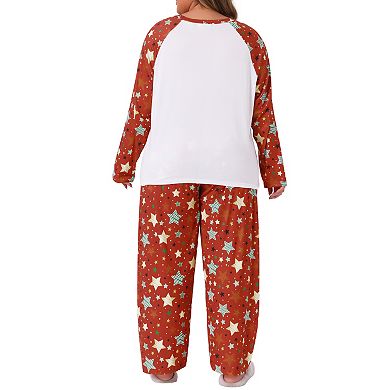 Women's Plus Size Pajamas Set 2 Piece PJ Soft Sleepwear Long Sleeve Top and Pants Lounge Christmas
