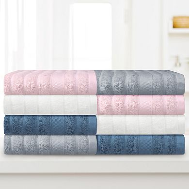 3Pcs Cotton Hand Towels for Bathroom, Striped Decorative Comfort Towel Set 14"x30"