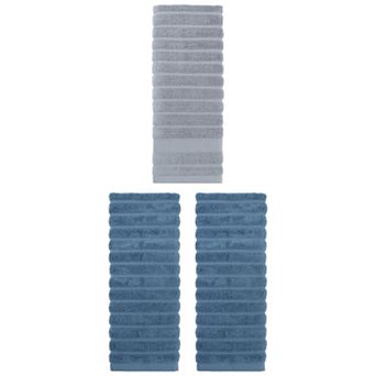 3 pc Cotton Hand Towels for Bathroom, Striped Decorative Comfort Towel Set 14"x30"