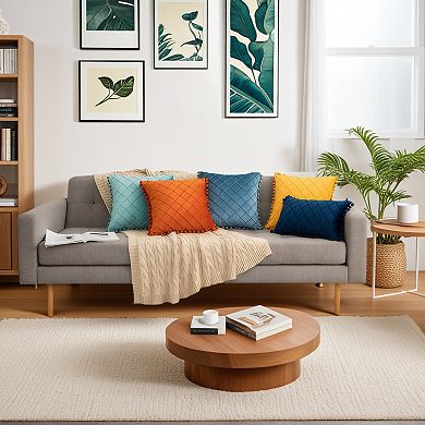 Couch Pillow Cases 1 Pack Soft Pom-poms Velvet Throw Pillow Covers for Farmhouse Home Decor