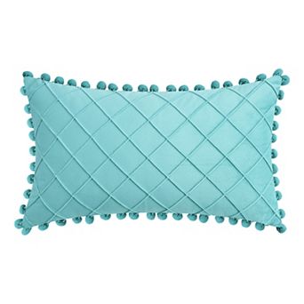 Couch Pillow Cases 1 Pack Soft Pom-poms Velvet Throw Pillow Covers for Farmhouse Home Decor