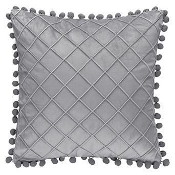 Couch Pillow Cases 1 Pack Soft Pom-poms Velvet Throw Pillow Covers for Farmhouse Home Decor