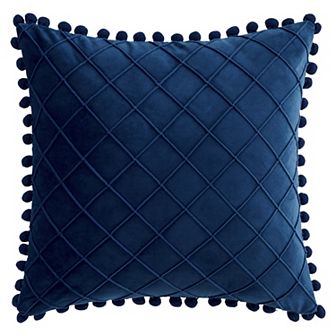 Couch Pillow Cases 1 Pack Soft Pom-poms Velvet Throw Pillow Covers for Farmhouse Home Decor