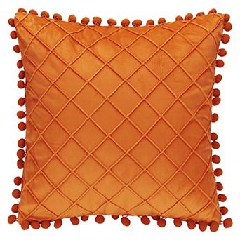 Couch Pillow Cases 1 Pack Soft Pom-poms Velvet Throw Pillow Covers for Farmhouse Home Decor