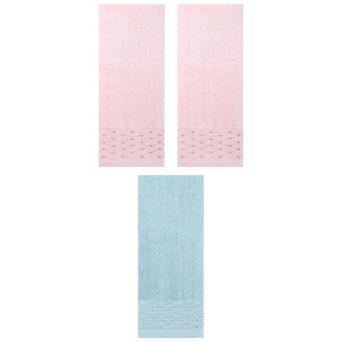 3 pc Embroidery Pattern Hand Towels Set, Cotton Comfortable Hand Towel for Bathroom, Kitchen 14"x30"