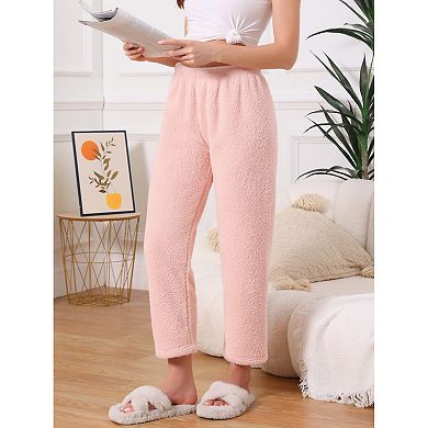 Women's Fleece Pajama Bottoms Fuzzy Elastic Waistband Lounge Plush Warm Winter Lounge Pants