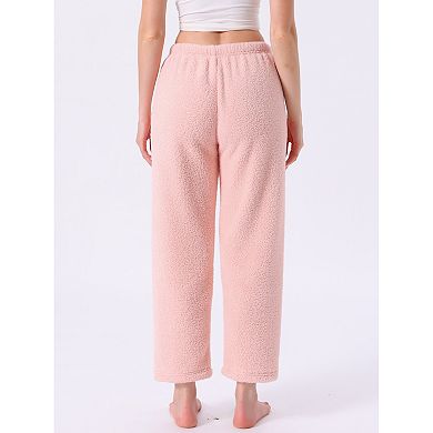 Women's Fleece Pajama Bottoms Fuzzy Elastic Waistband Lounge Plush Warm Winter Lounge Pants
