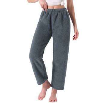 Women's Fleece Pajama Bottoms Fuzzy Elastic Waistband Lounge Plush Warm Winter Lounge Pants