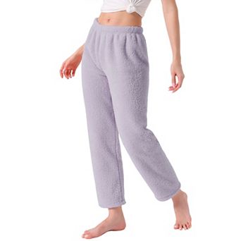 Women's Fleece Pajama Bottoms Fuzzy Elastic Waistband Lounge Plush Warm Winter Lounge Pants