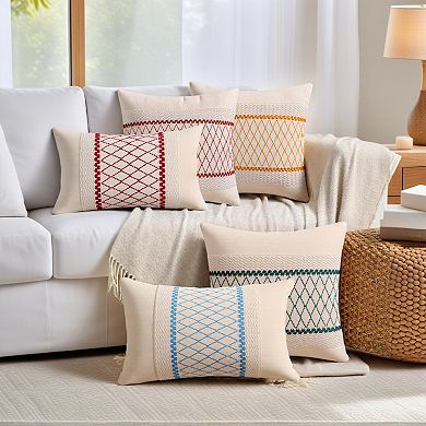 Geometry Weave Patchwork Throw Pillow Covers Set of 2 for Sofa Farmhouse Living Room Decor