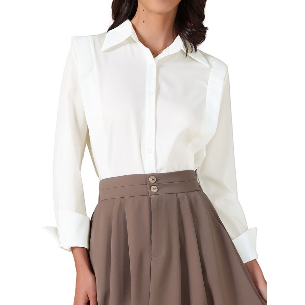 Women Long Sleeve Button Down Shirts Casual Chiffon Blouses Collared Work  Tops