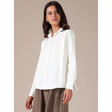 Women Long Sleeve Button Down Shirts Casual Chiffon Blouses Collared Work Tops