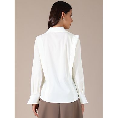 Women Long Sleeve Button Down Shirts Casual Chiffon Blouses Collared Work Tops