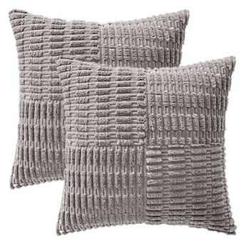 Pack of 2 Corduroy Decorative Pillow Covers Soft Throw Pillow Covers Modern Farmhouse 18x18 Inch