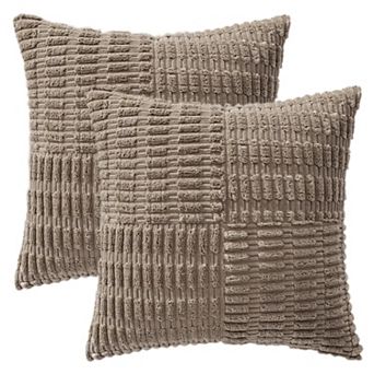 Pack of 2 Corduroy Decorative Pillow Covers Soft Throw Pillow Covers Modern Farmhouse 18x18 Inch