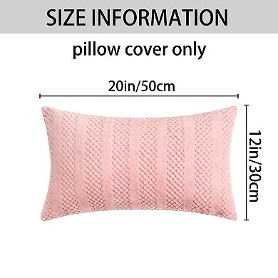 Pack of 2 Soft Plush Throw Pillow Covers Decorative Farmhouse Cushion Pillowcase, Stripe, Home Decor