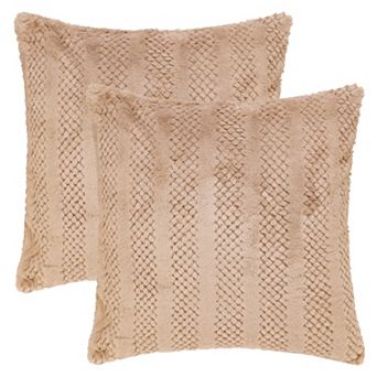 Pack of 2 Soft Plush Throw Pillow Covers Decorative Farmhouse Cushion Pillowcase, Stripe, Home Decor